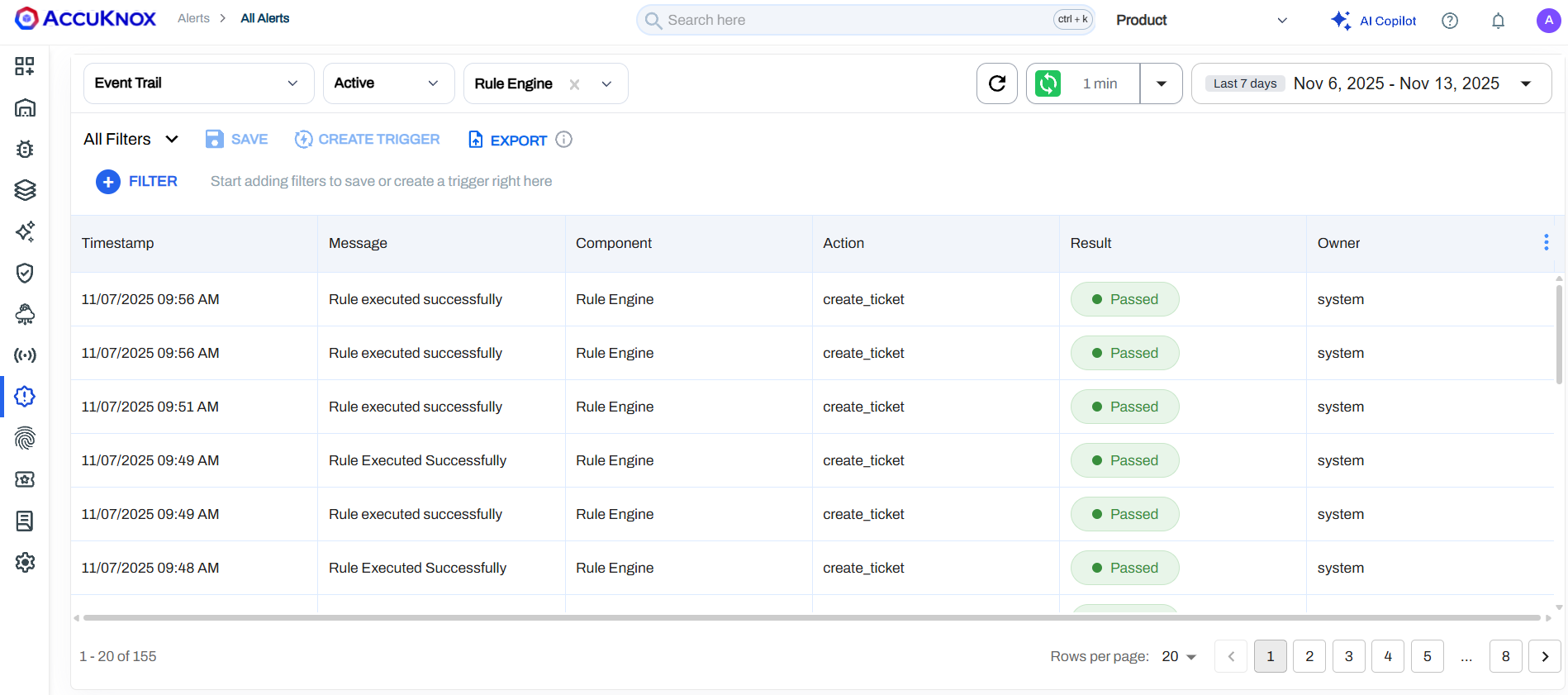 EventTrail main view