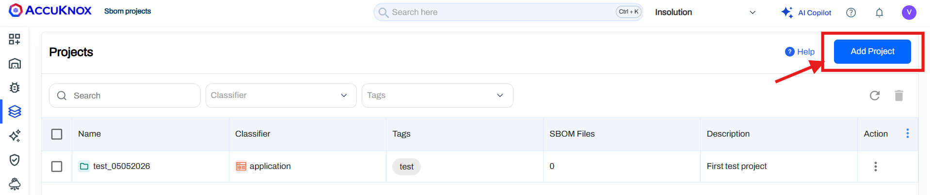 Click Add Project
