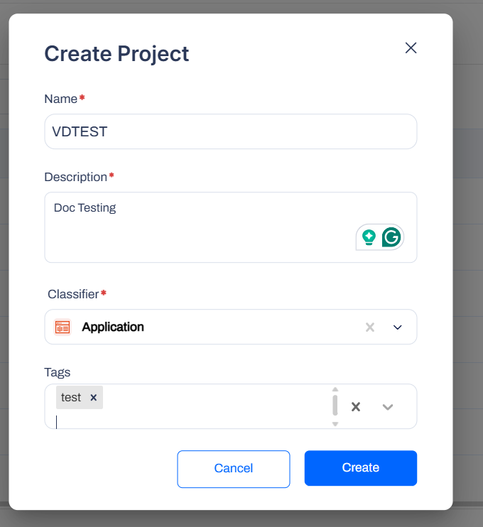 Fill in project fields