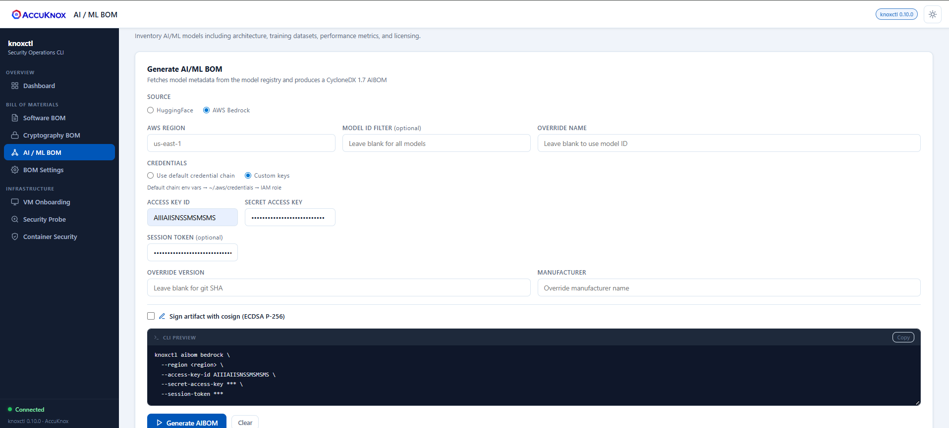 Generate AIBOM - AWS Bedrock
