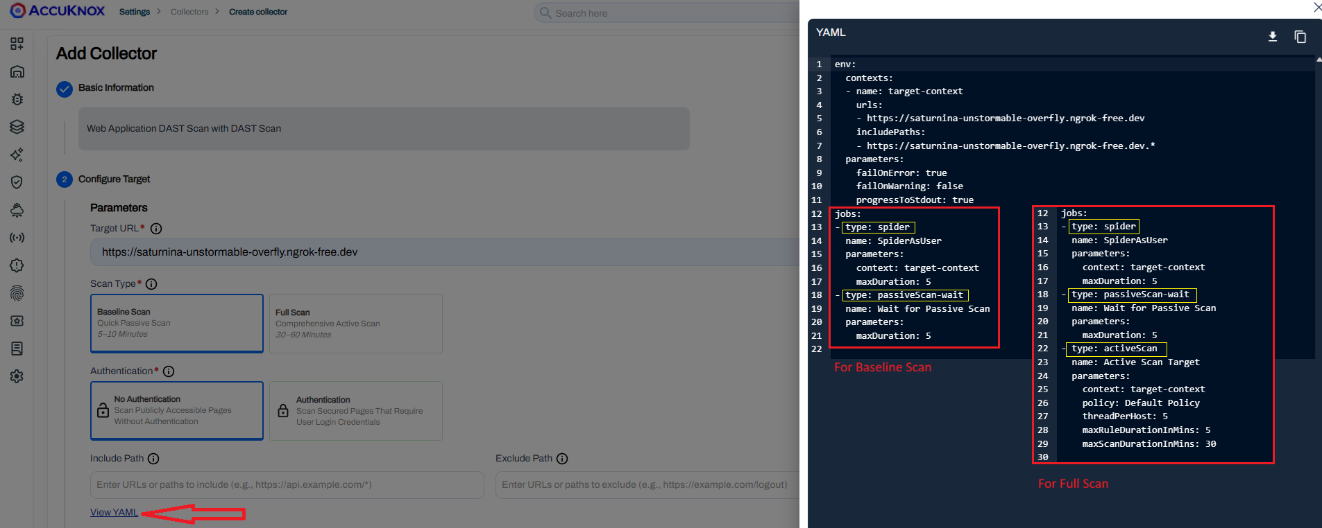 Baseline vs Full Scan comparison