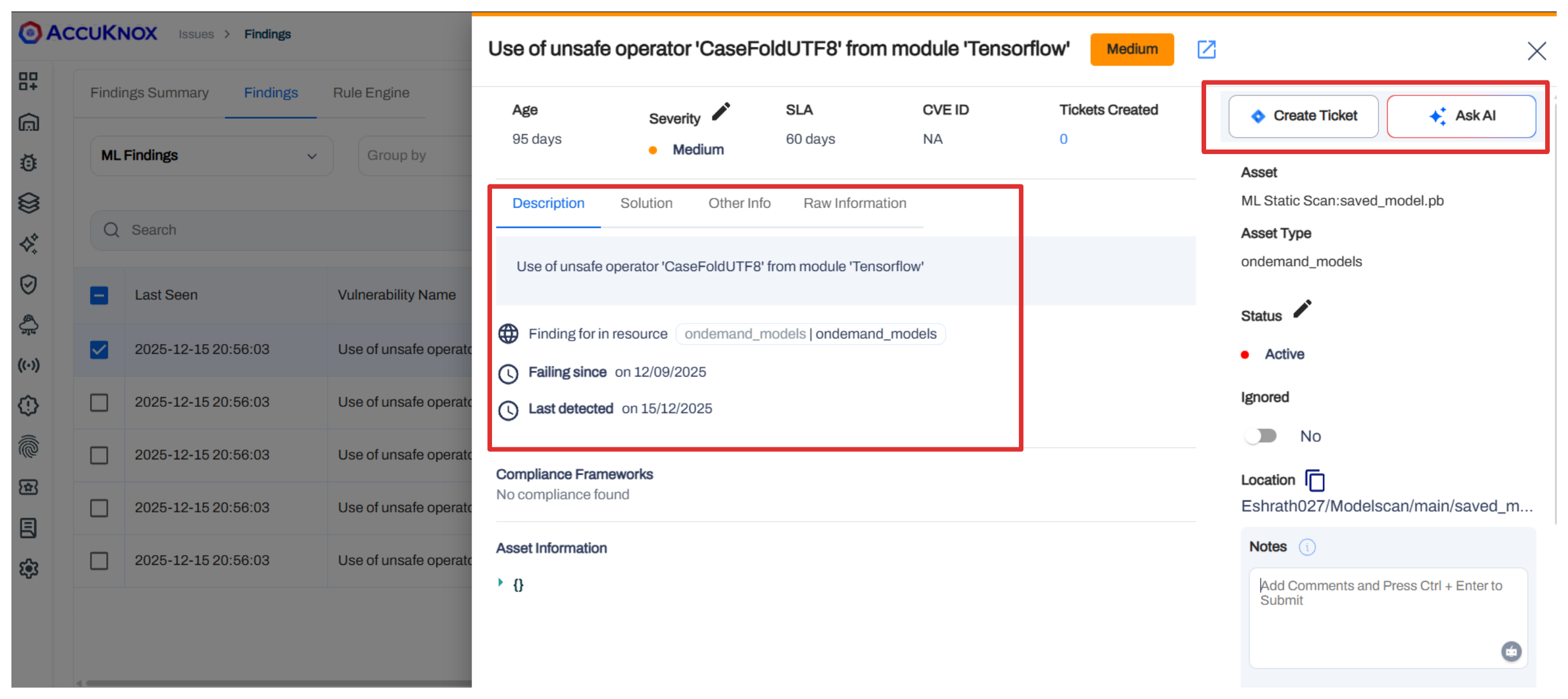 Detailed Finding View