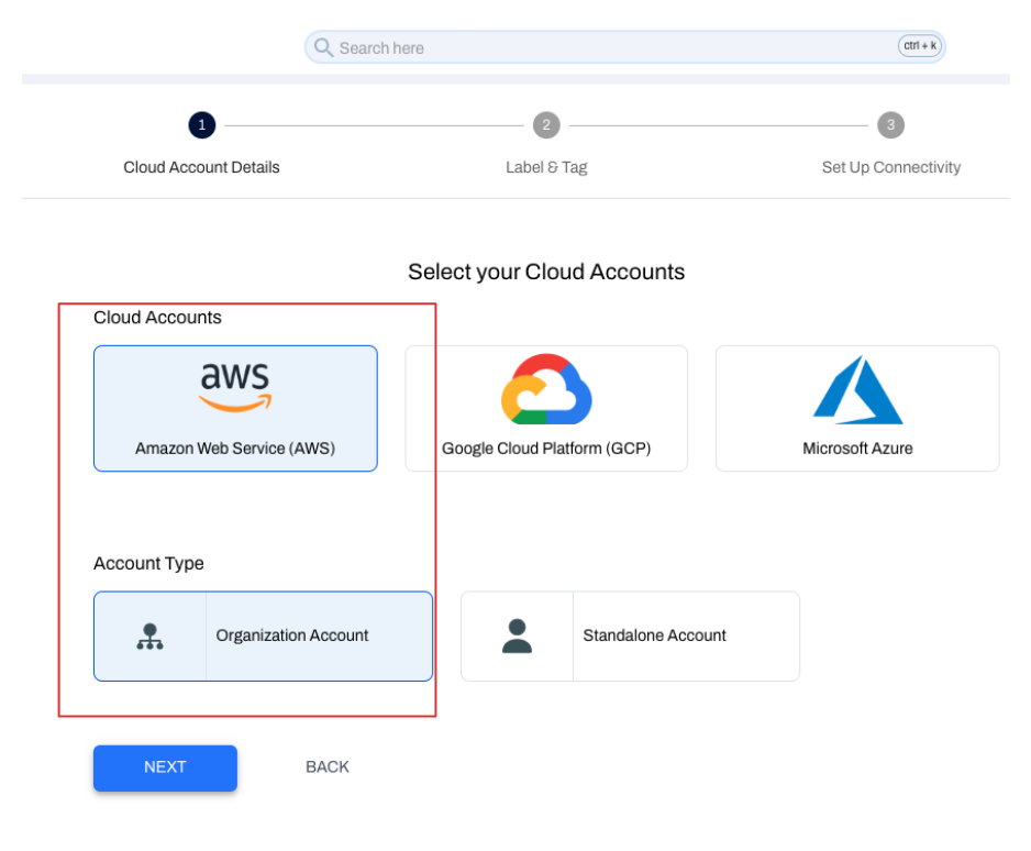 Select Account Type