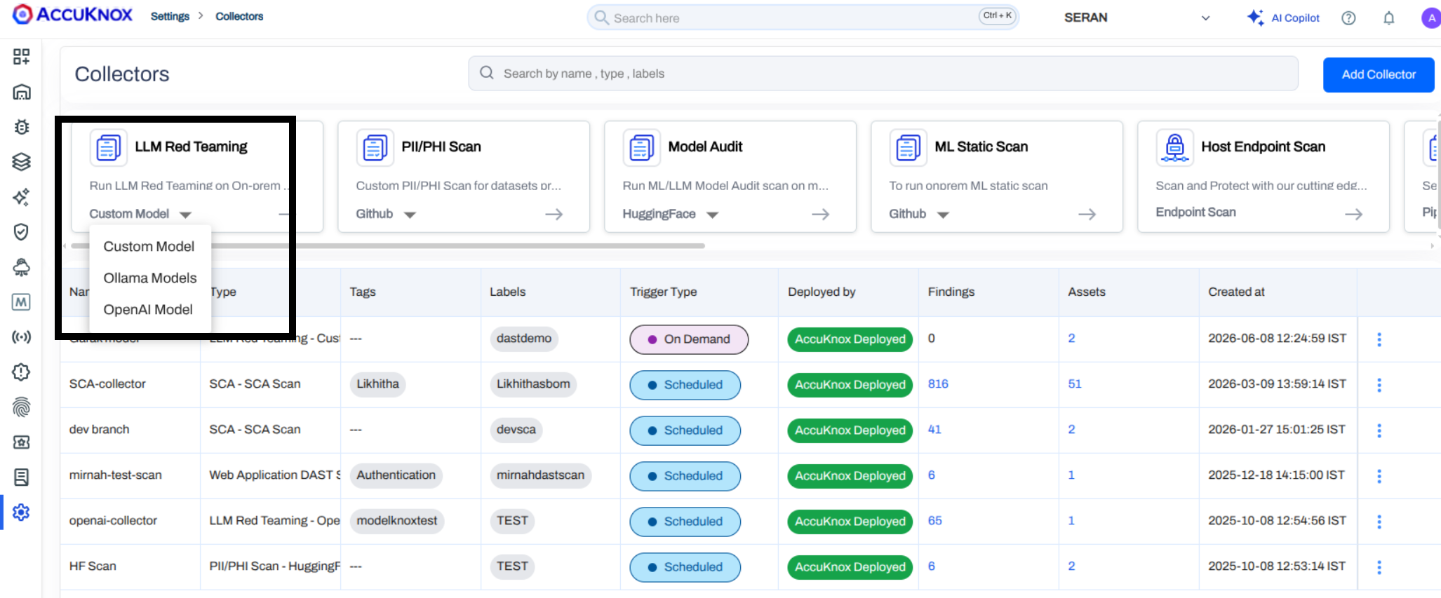 Select Custom Model under LLM Red Teaming