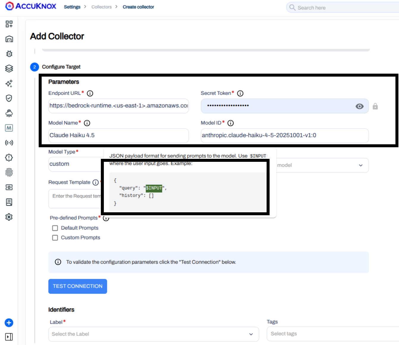 Configure Target for the Bedrock model