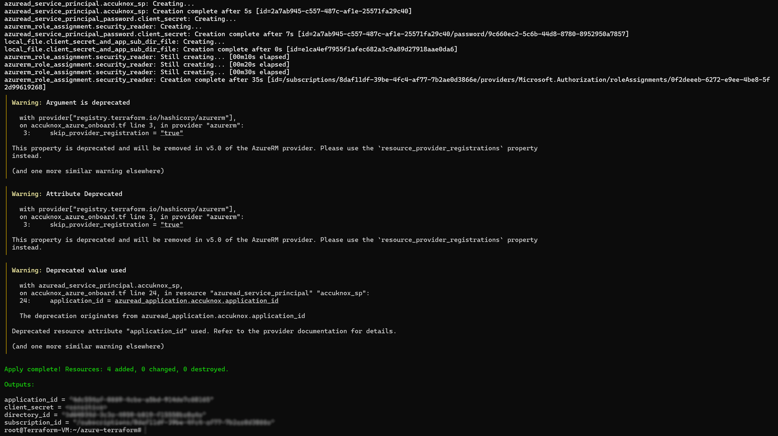 Generated client_secret_and_app_sub_dir.txt values