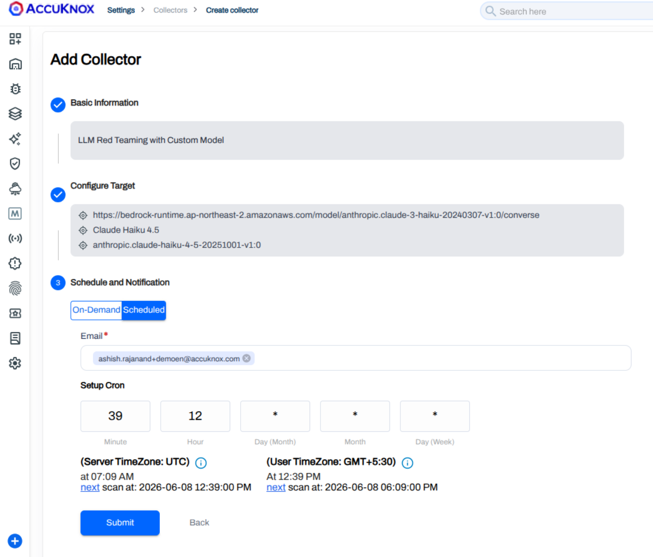 Schedule and notification for the vLLM collector