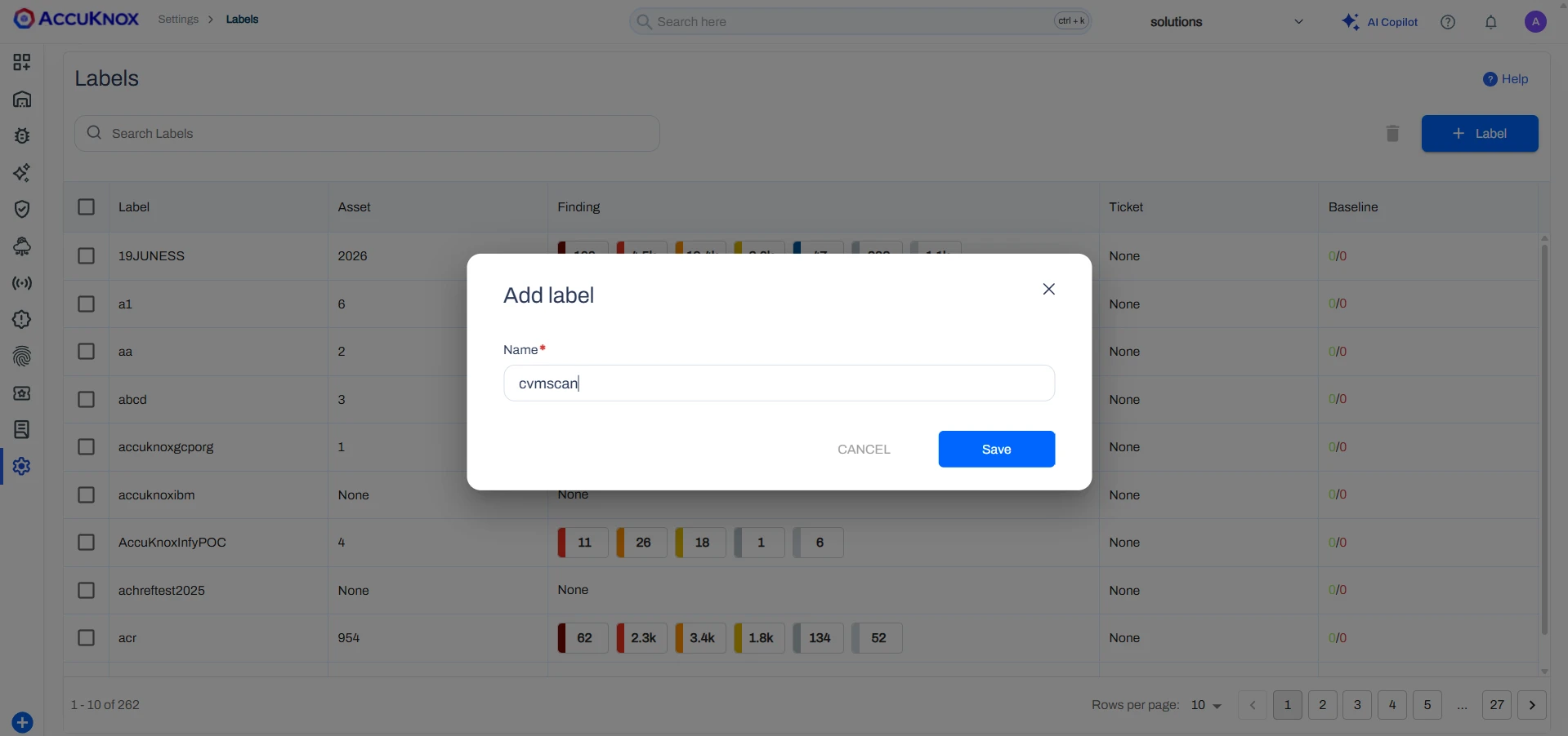 Creating an artifact label in AccuKnox Settings