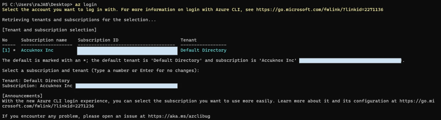 Configuring the Azure CLI or using Azure Cloud Shell for Terraform deployment