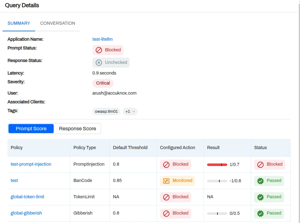 LiteLLM findings in AccuKnox security dashboard