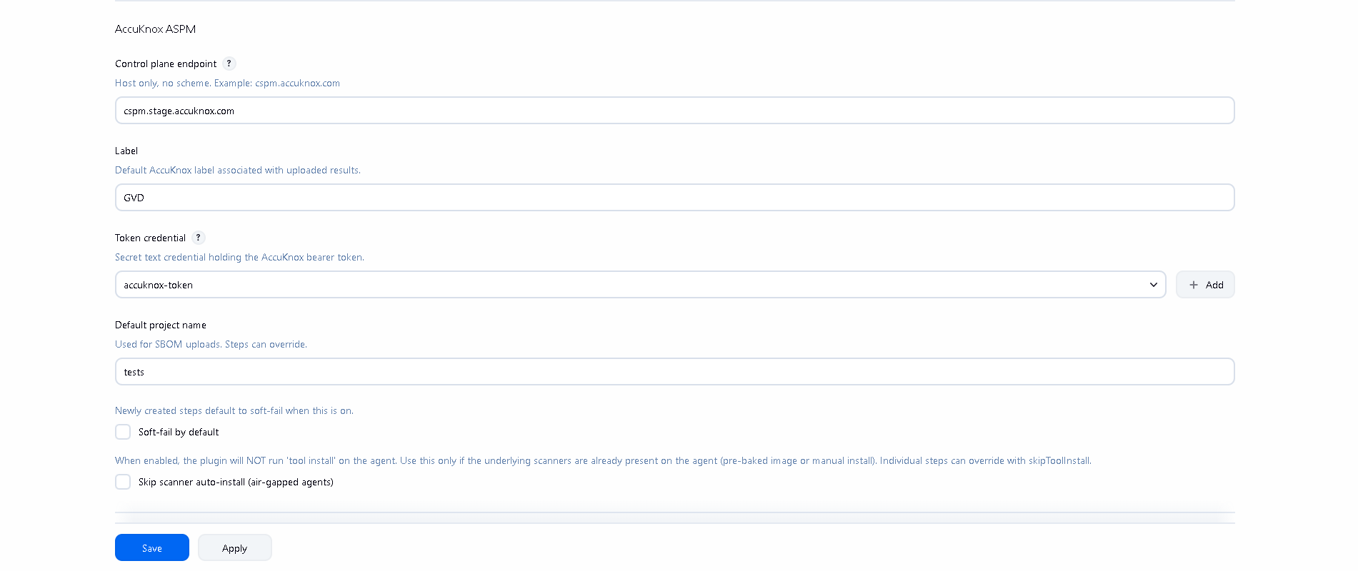 Global credentials with accuknox-token added