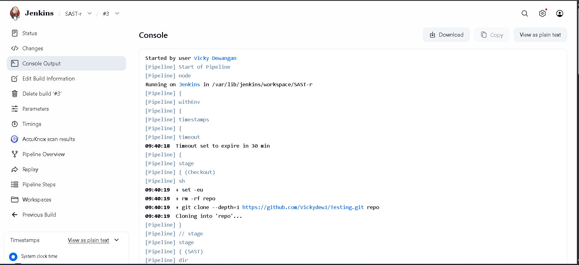 SAST findings list