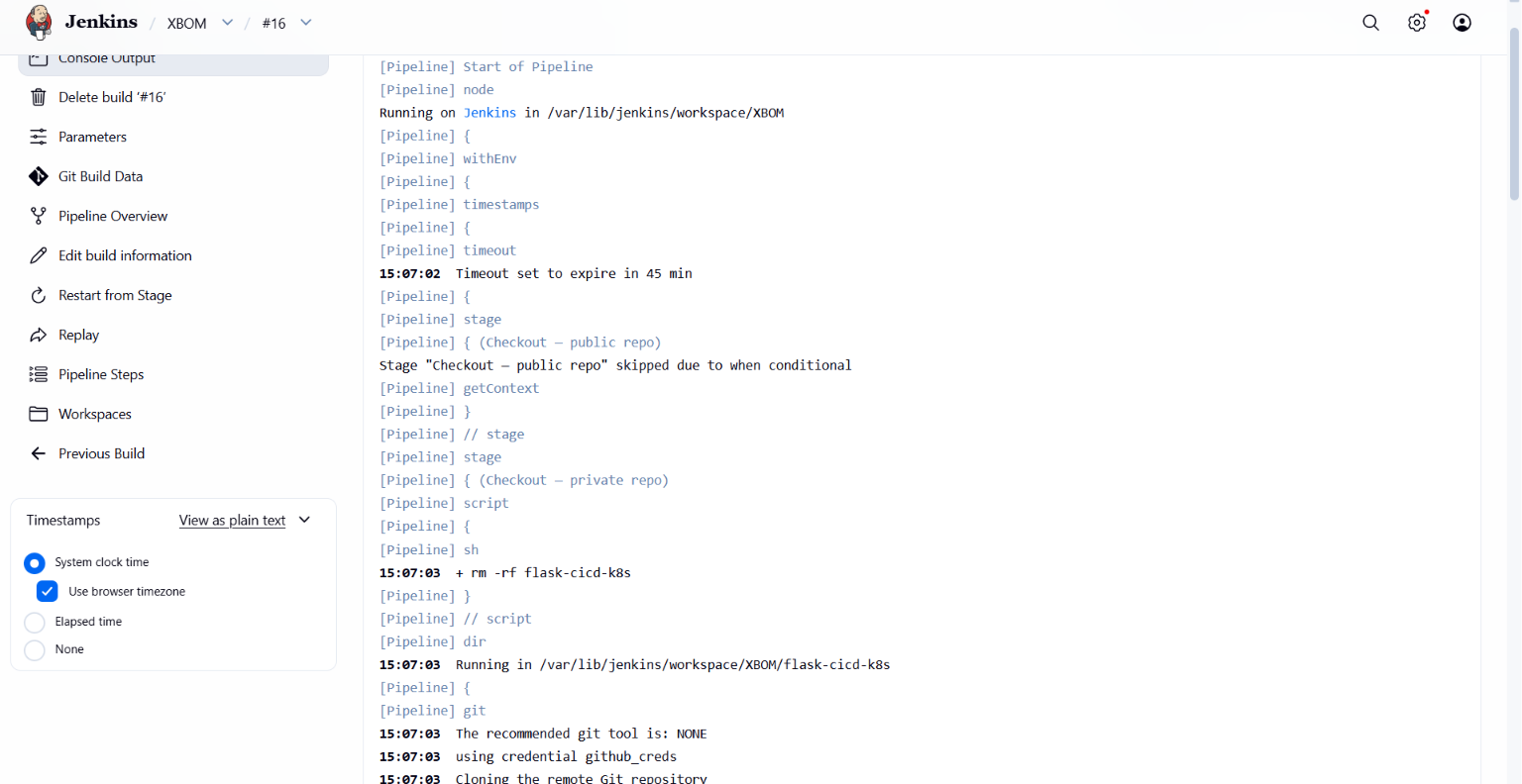 Build with Parameters screen for xBOM pipeline
