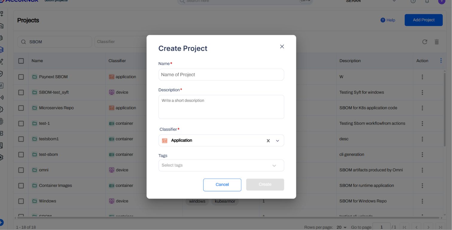 Creating a project on the AccuKnox console
