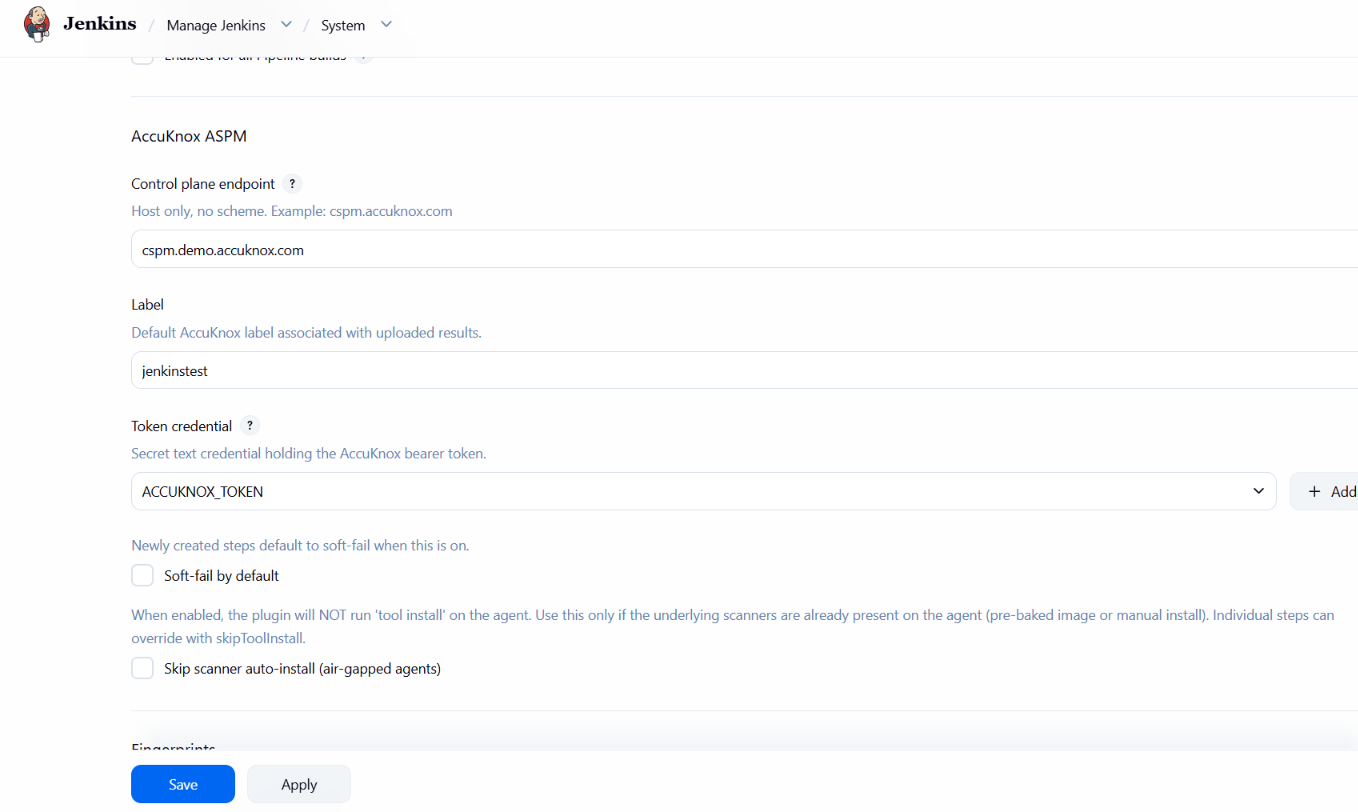 AccuKnox ASPM global configuration section
