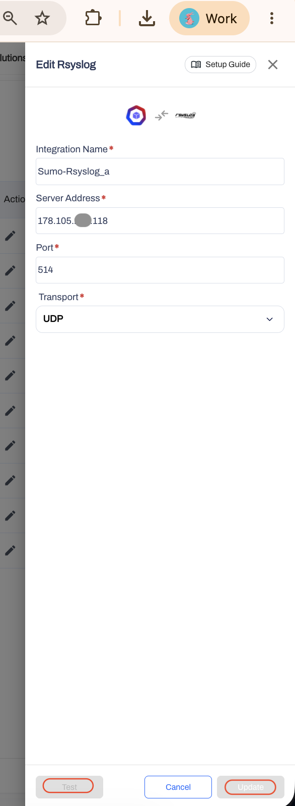Configure the Rsyslog channel