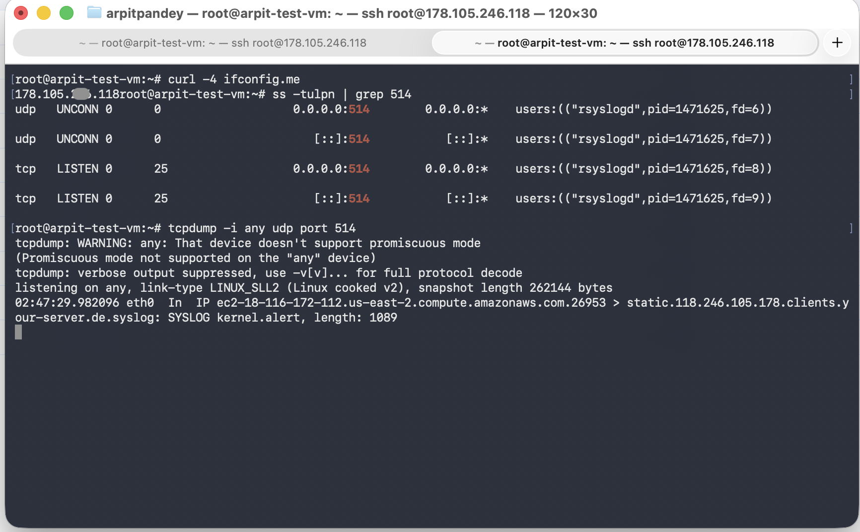 Verify the VM listener and traffic
