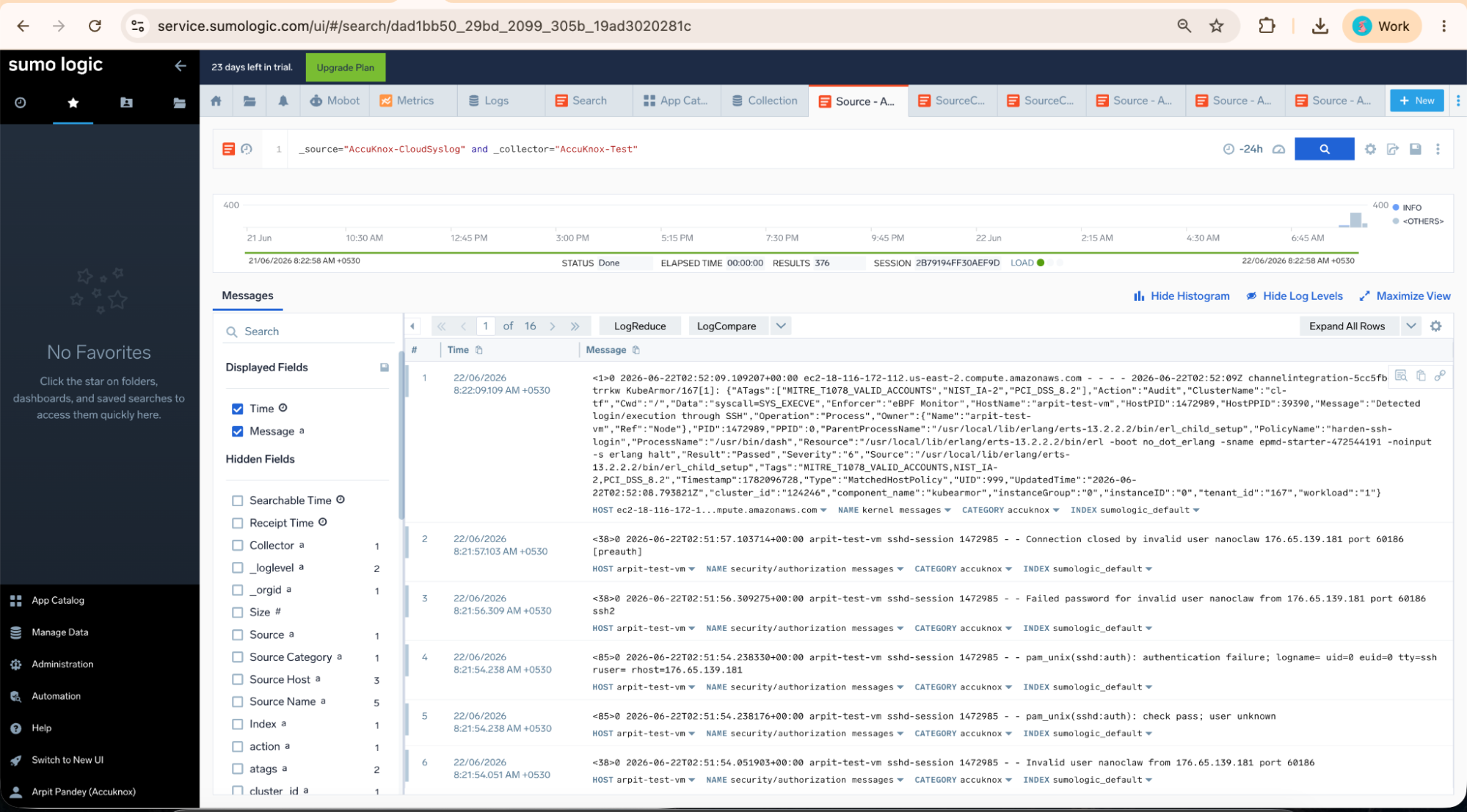 Verify Cloud Syslog events