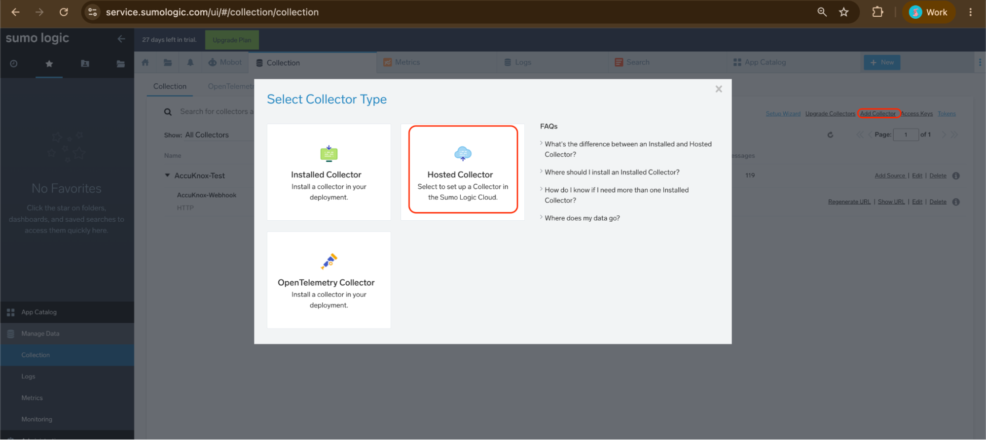 Select Hosted Collector