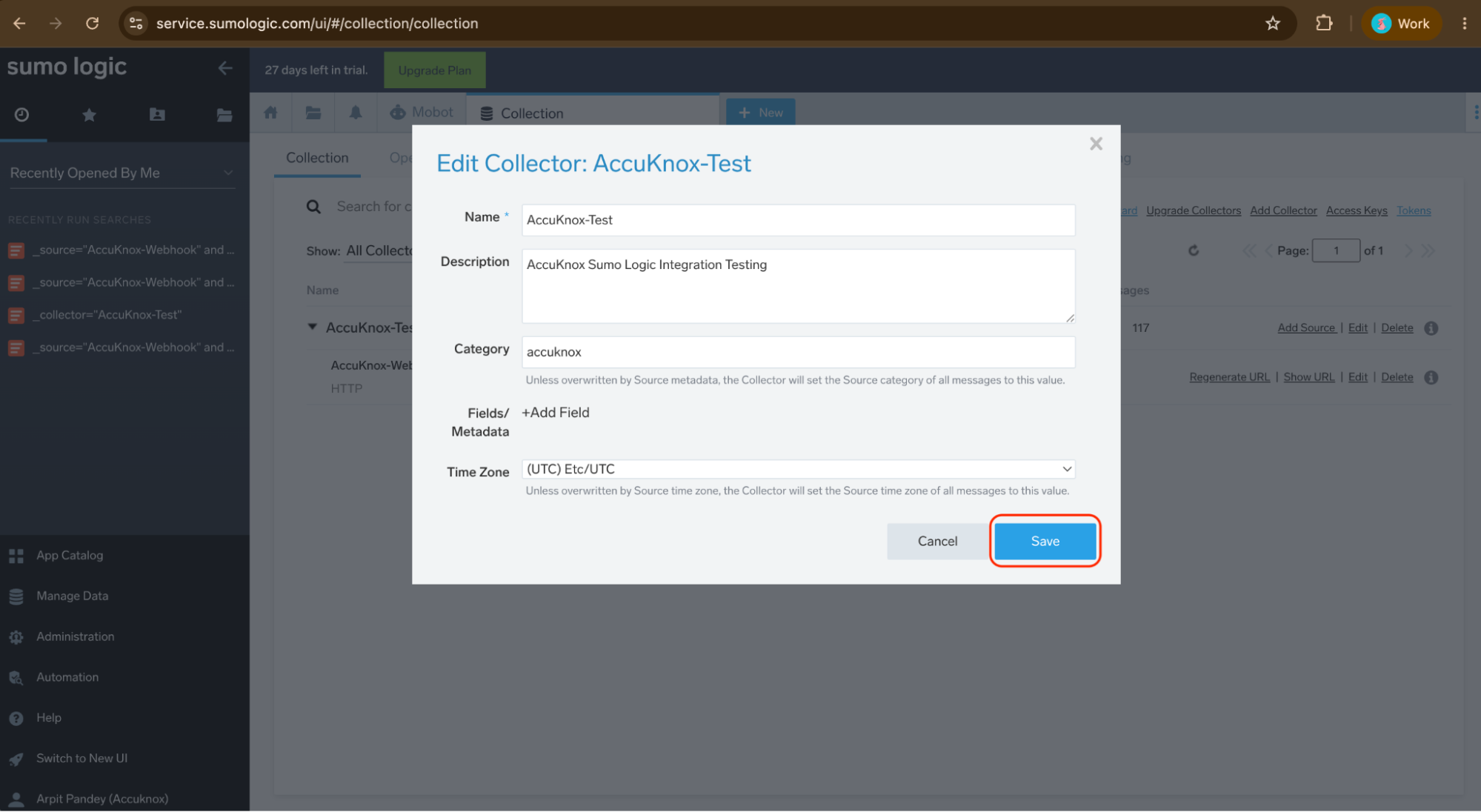 Collector created with healthy status