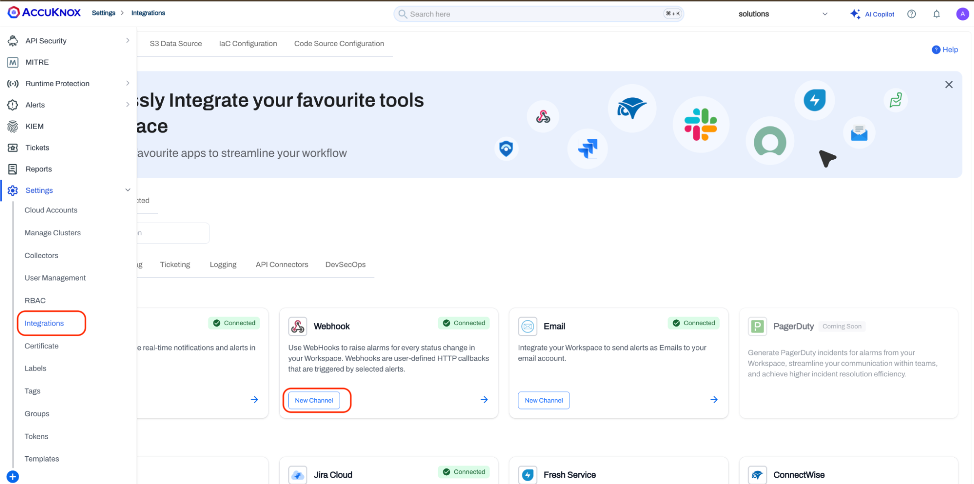 AccuKnox Integrations page