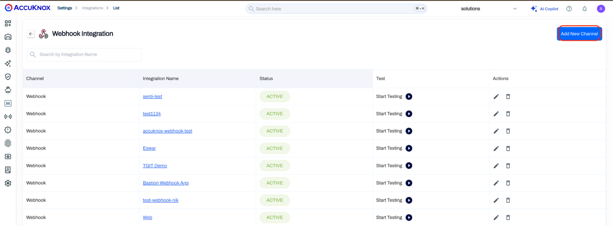 Create a new Webhook channel