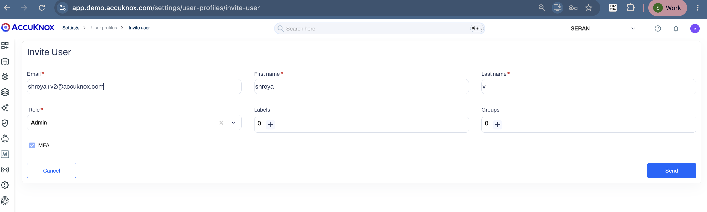 Adding a user in AccuKnox User Management