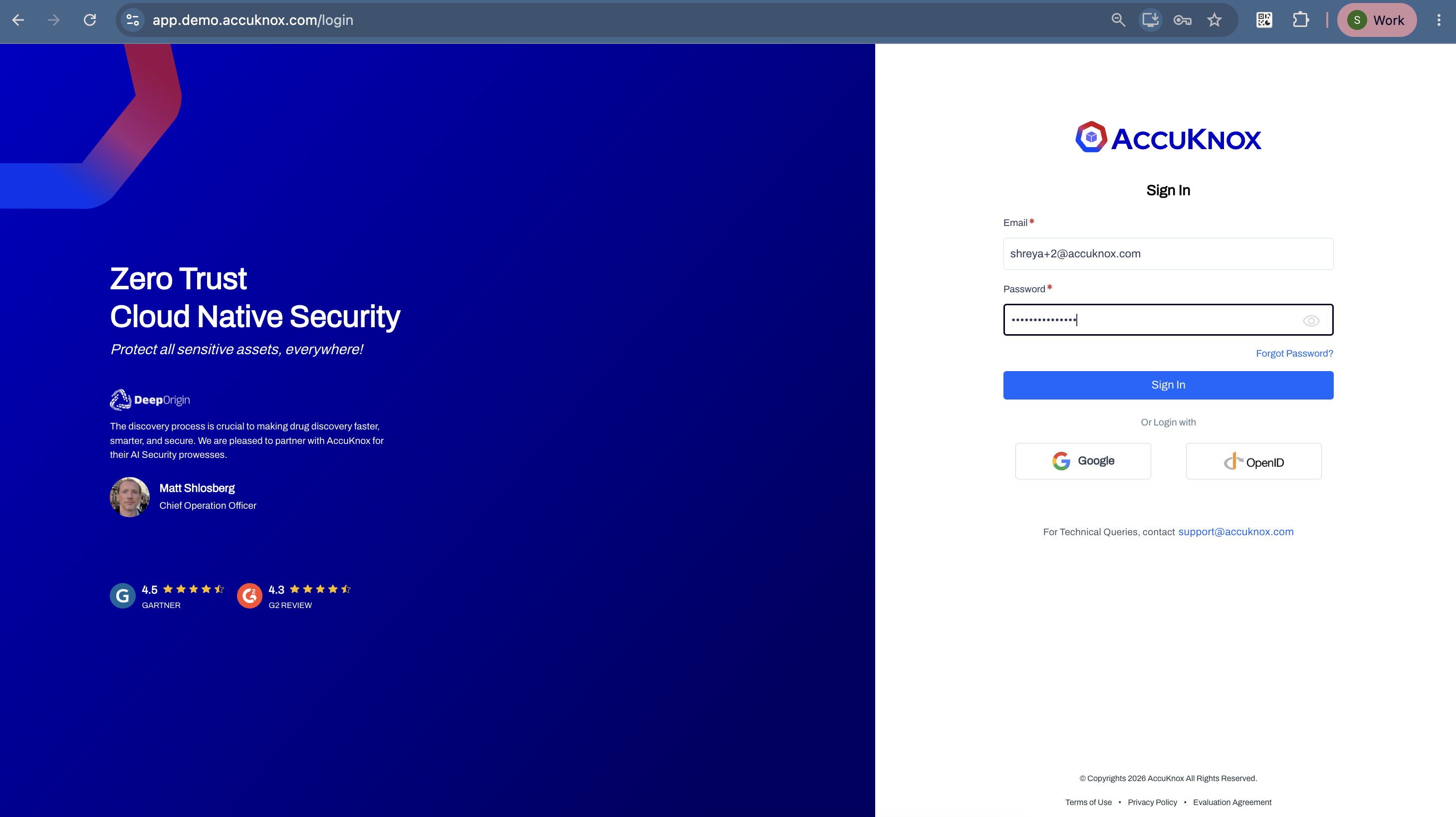 The portal sign-in screen