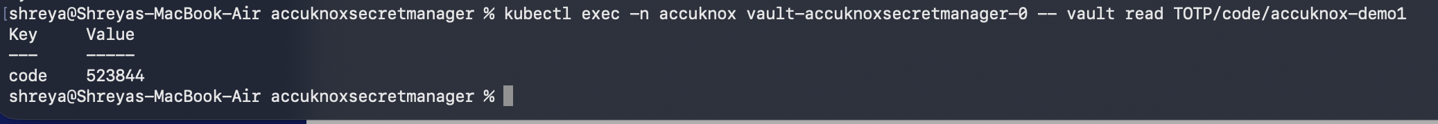 Reading a live TOTP code