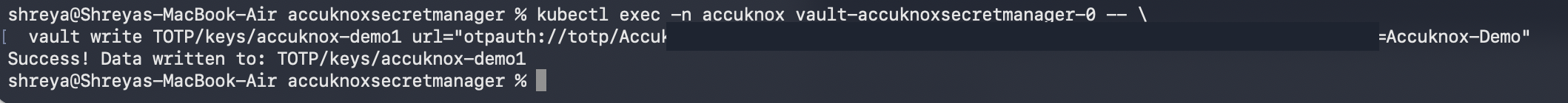 Writing the TOTP key into Secrets Manager