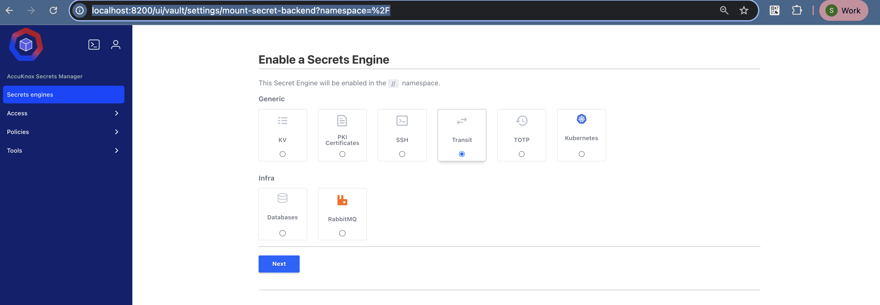 Enabling the Transit secret engine